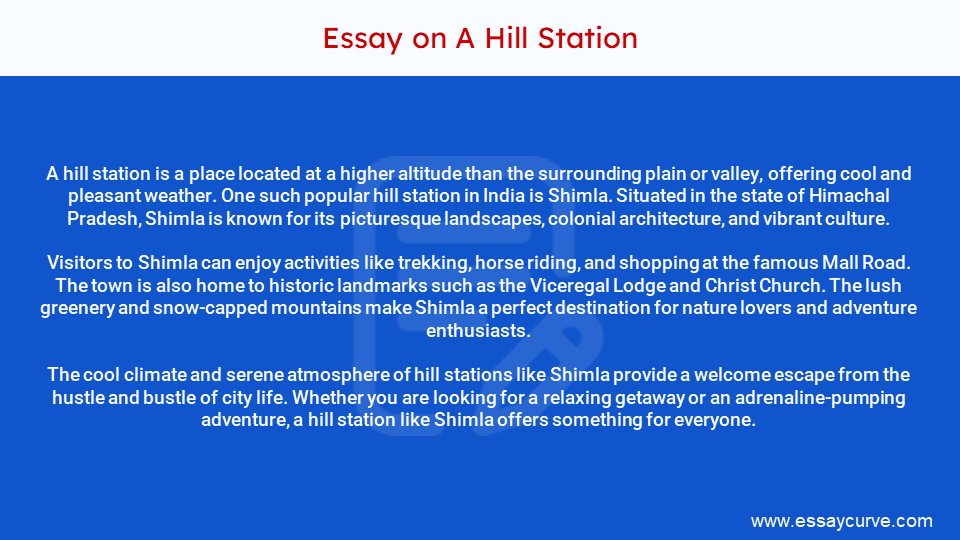 Short Essay on A Hill Station