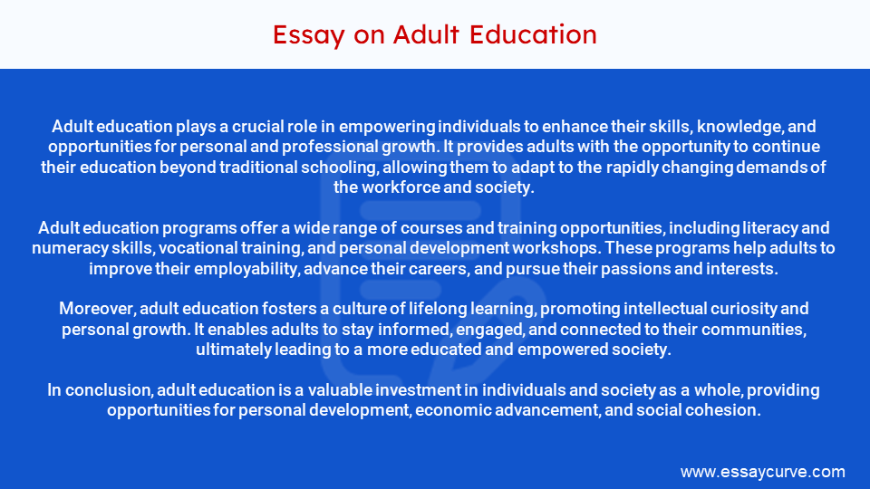 Short Essay on Adult Education