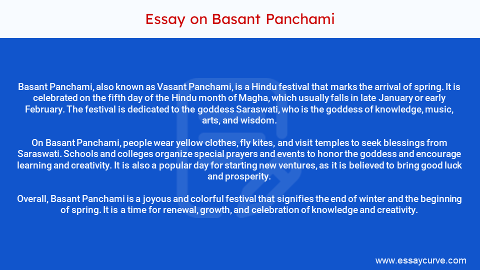 Short Essay on Basant Panchami
