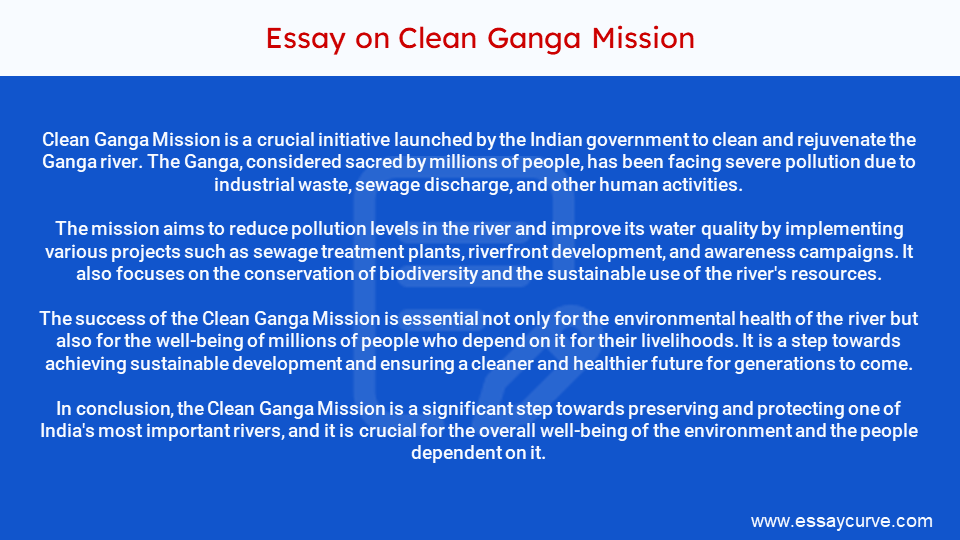 Short Essay on Clean Ganga Mission