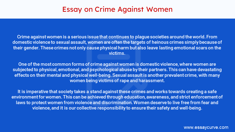 Short Essay on Crime Against Women