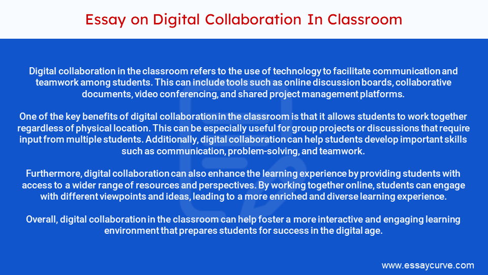 Short Essay on Digital Collaboration In Classroom