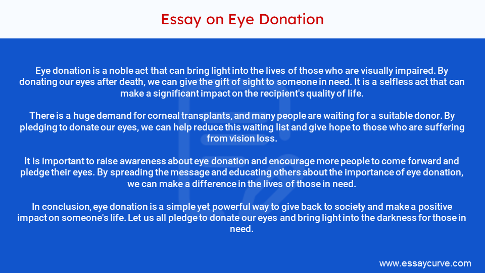 Short Essay on Eye Donation