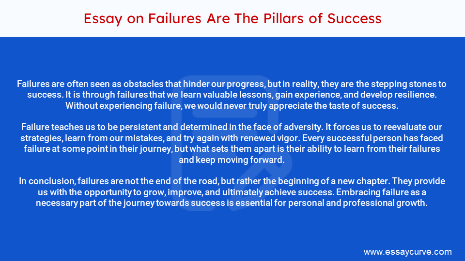 Short Essay on Failures Are The Pillars of Success