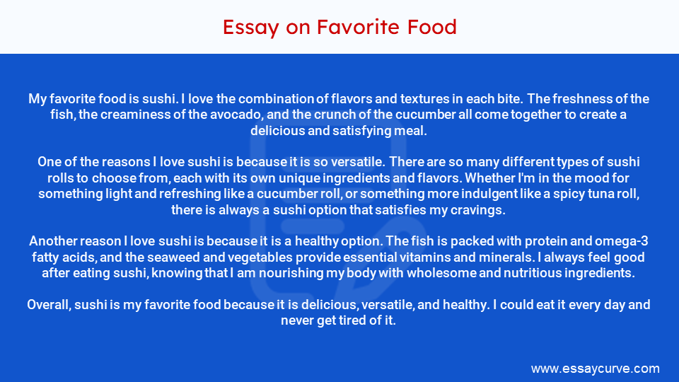 Short Essay on Favorite Food