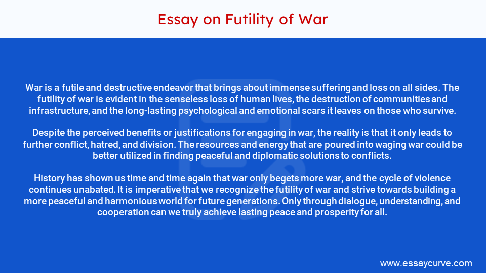 Short Essay on Futility of War