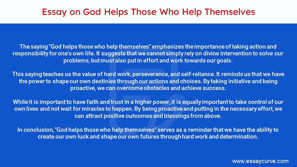 Short Essay on God Helps Those Who Help Themselves