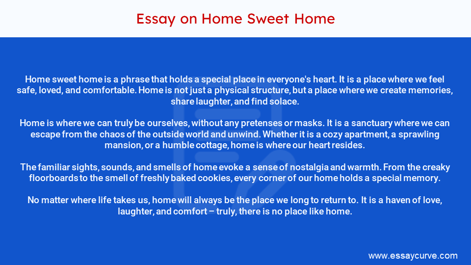 Short Essay on Home Sweet Home