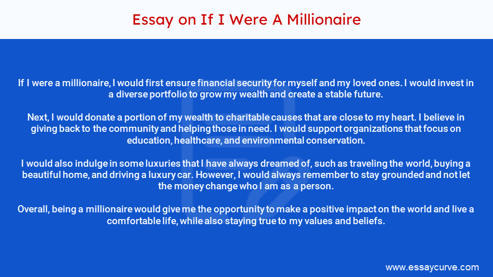 Short Essay on If I Were A Millionaire