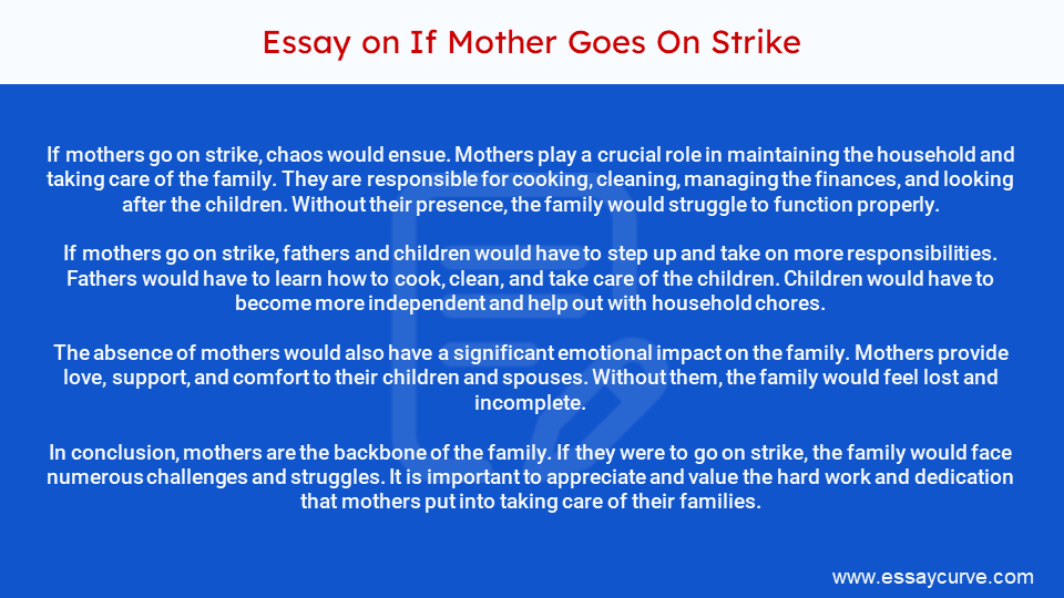 Short Essay on If Mother Goes On Strike