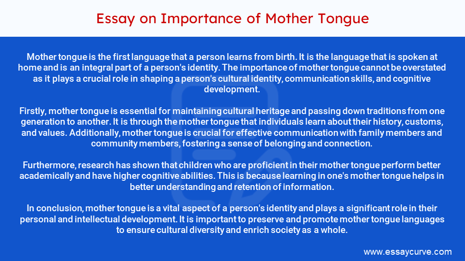 Short Essay on Importance of Mother Tongue