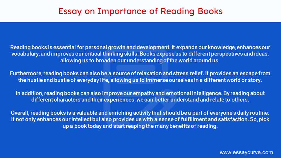 Short Essay on Importance of Reading Books