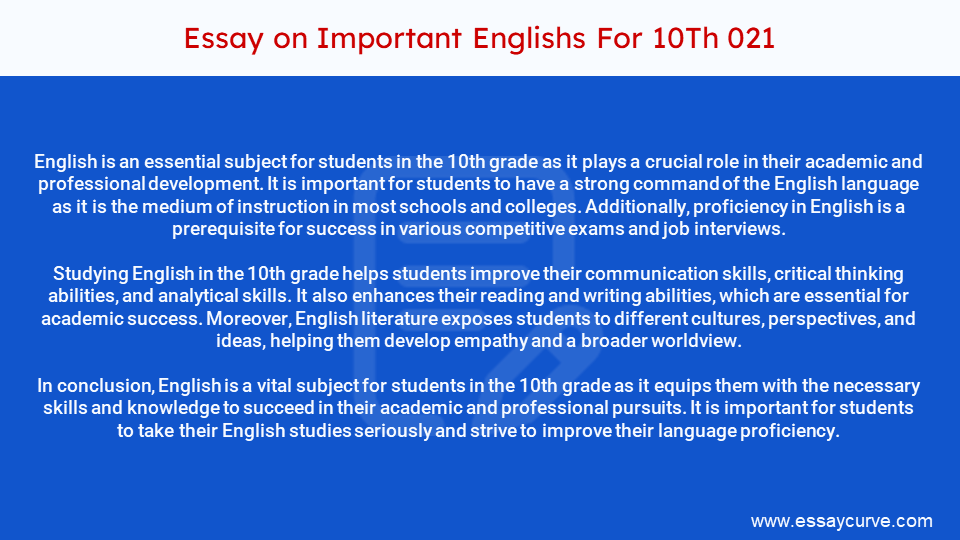 Short Essay on Important Englishs For 10Th 021