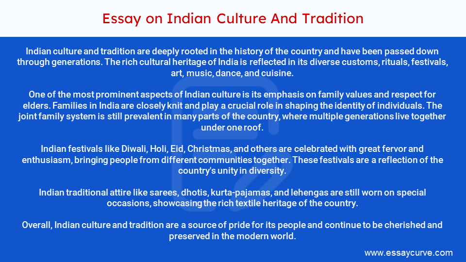 Short Essay on Indian Culture And Tradition