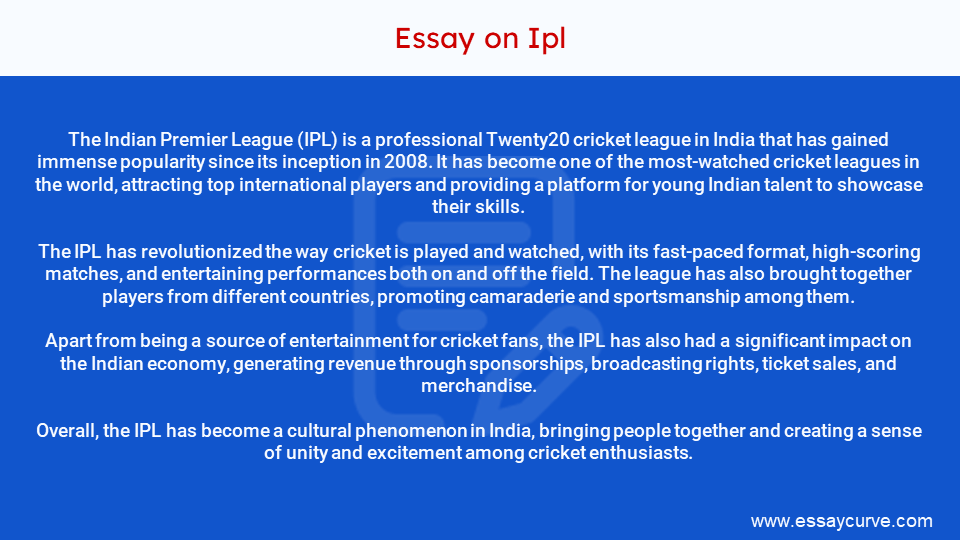 Short Essay on Ipl