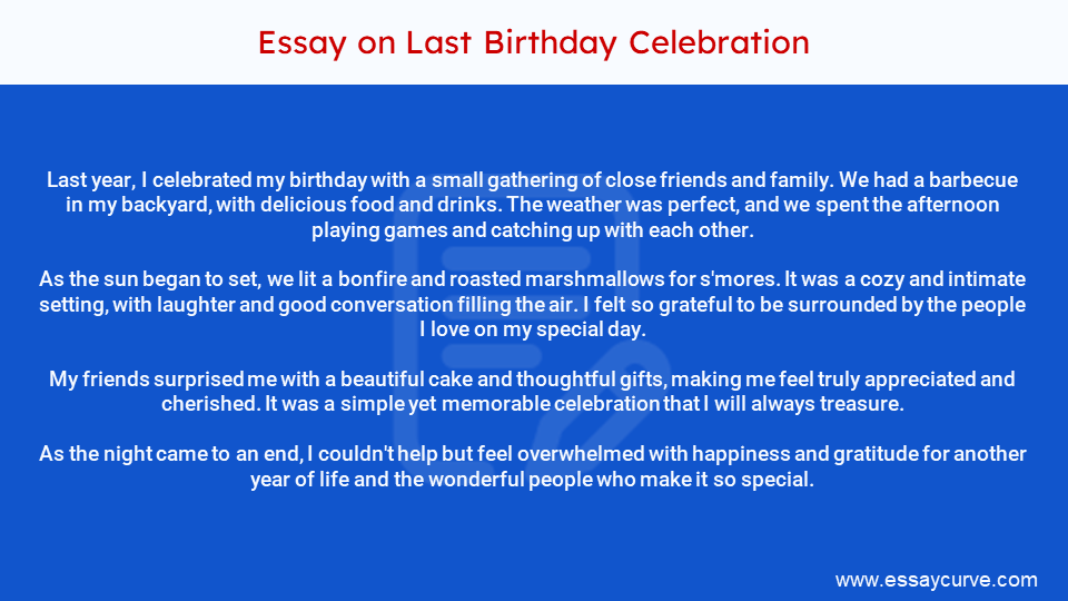 Short Essay on Last Birthday Celebration