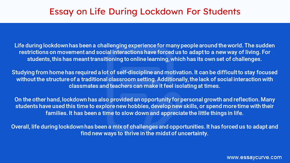 Short Essay on Life During Lockdown For Students