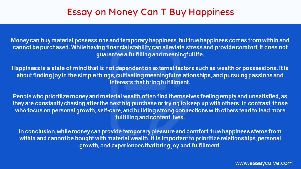 Short Essay on Money Can T Buy Happiness
