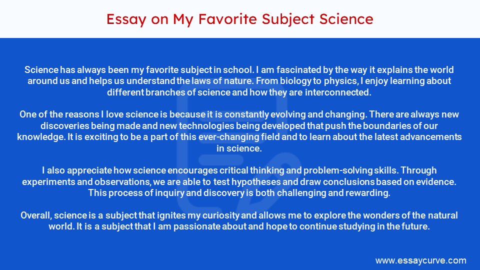 Short Essay on My Favorite Subject Science