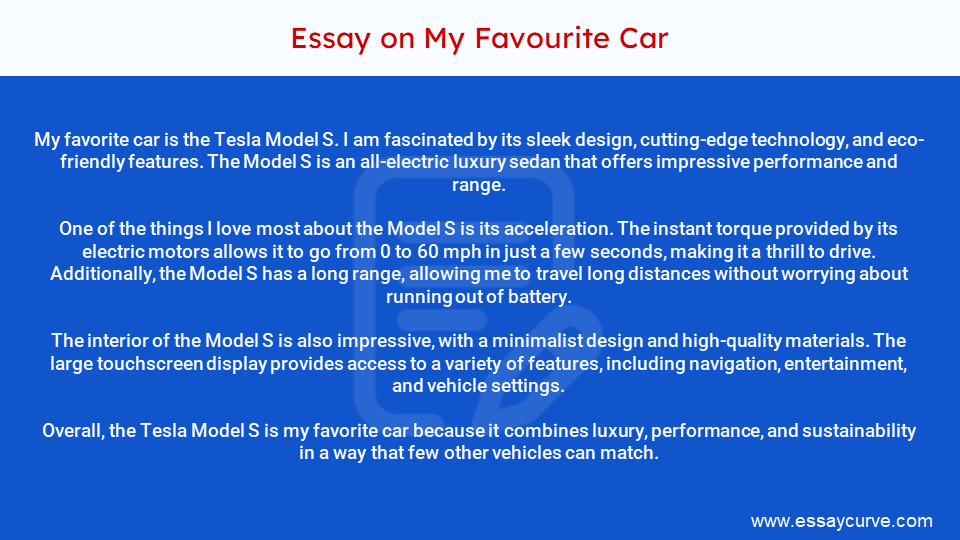 Short Essay on My Favourite Car