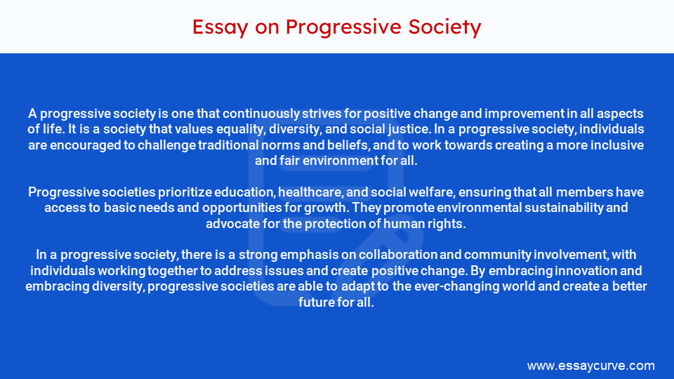 Short Essay on Progressive Society