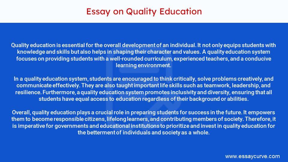 Short Essay on Quality Education