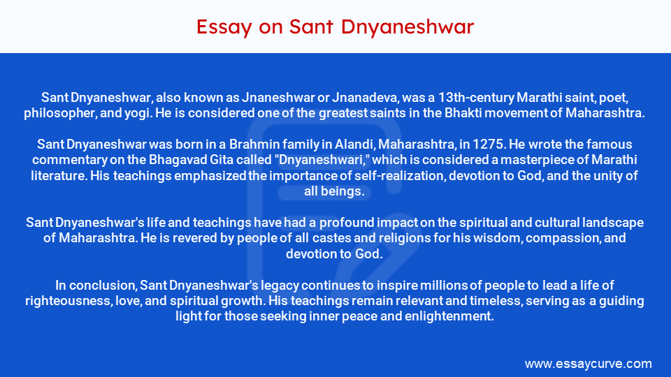 Short Essay on Sant Dnyaneshwar