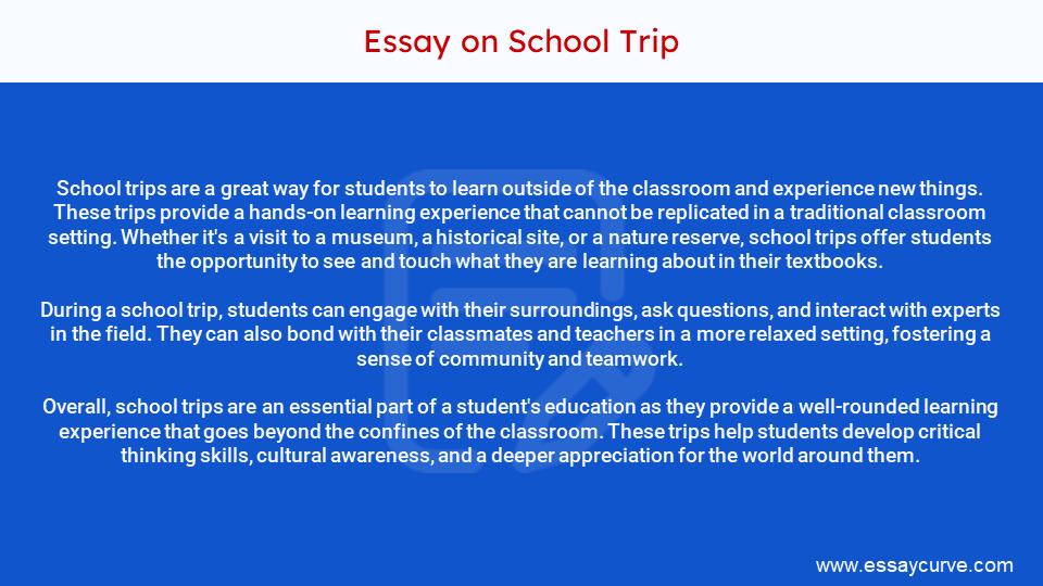 Short Essay on School Trip