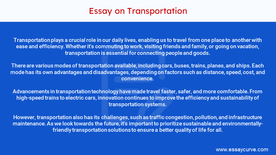 Short Essay on Transportation