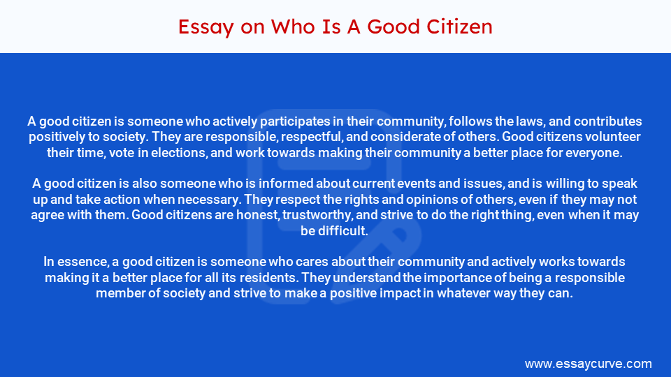 Short Essay on Who Is A Good Citizen