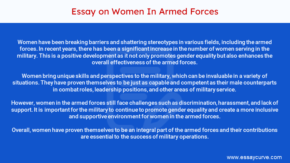 Short Essay on Women In Armed Forces