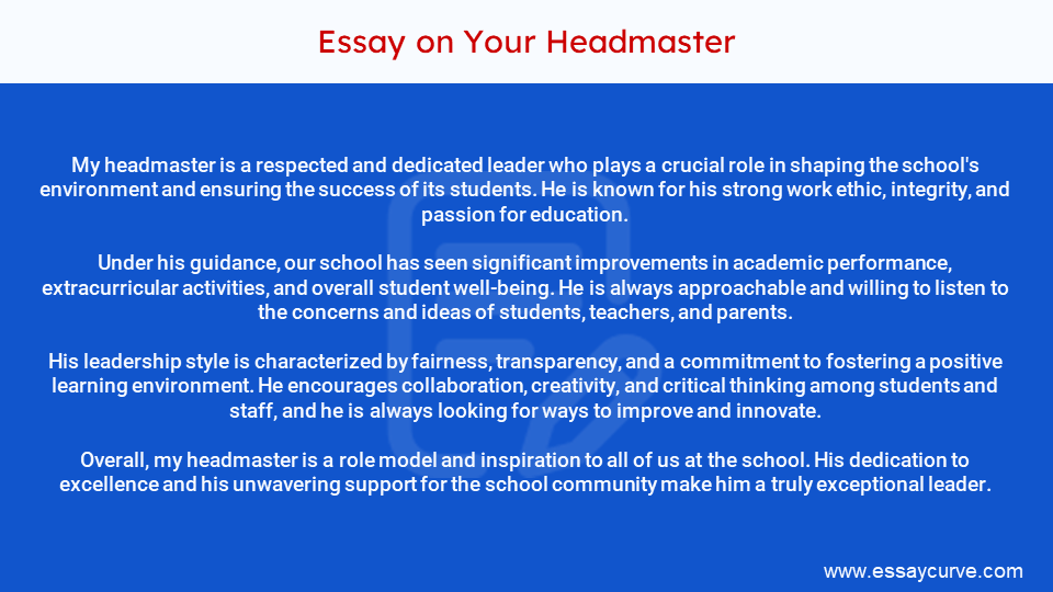 Short Essay on Your Headmaster